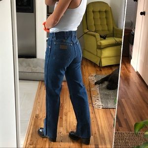 Straight leg dark wash wranglers